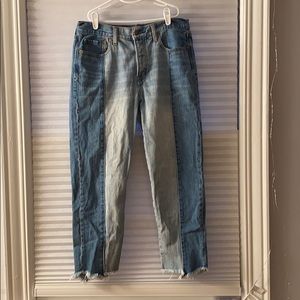 two tone vintage hi-rise jeans